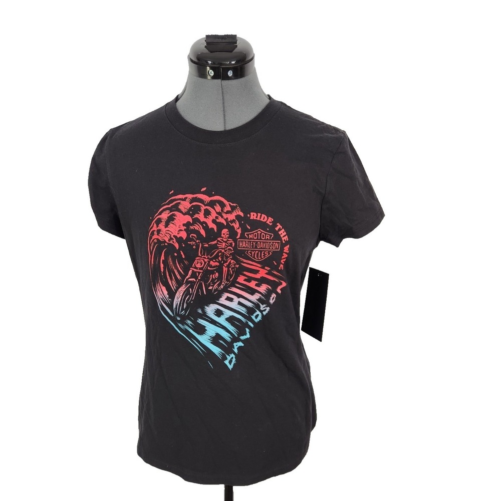 Harley-Davidson‎ Ride The Wave Skeleton Biker Graphic T-Shirt Black Small